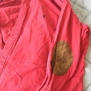 Polo long sleeve shirt with suede patches. 4XL T